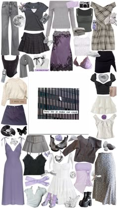 a collage of clothes and accessories in various colors