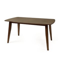 a wooden table with two legs and a rectangular top, on a white background the table is made of wood