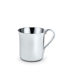 a stainless steel mug on a white background