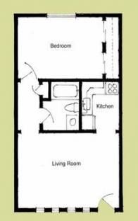 a floor plan for a small house with two bedroom and living room in the middle