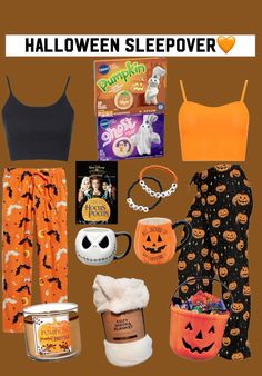 halloween sleepover with pumpkins and other items