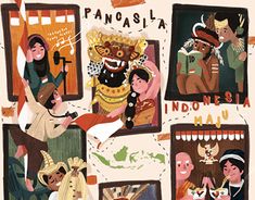 an illustration of people in different countries and nationalitiess, with the words pancasia above them