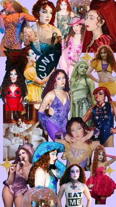 a collage of women dressed in costumes