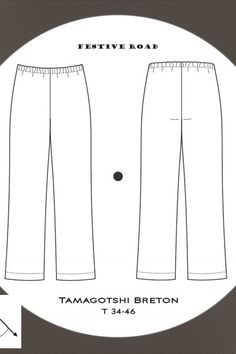 the front and back view of a women's pants sewing pattern