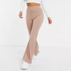 All Orders Ship Within 1-3 Business Days! *Moving Sale, Everything Must Go! Accepting Any Reasonable Offers!* Ribbed Wide Leg Pants With Flare Bottom, Comfy Fit! Conditions: Brand Newstill Has Tags/No Holes/No Stains/No Pilling/No Fade Size: 2 Smoke Free And Pet Free Home! High Waist Ribbed Loungewear Pants, High Waist Ribbed Lounge Pants, Spring Ribbed Beige Bottoms, Spring Beige Ribbed Bottoms, High Waist Beige Ribbed Bottoms, High Waist Ribbed Beige Bottoms, Beige Stretch Ribbed Pants, Stretch Ribbed Beige Pants, Casual Beige Leggings For Loungewear