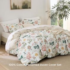 the comforter is made up and ready for someone to use it in their home