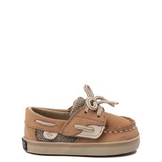 Sperry Top-Sider Bluefish Boat Shoe - Baby - Tan | Journeys Kidz Casual Brown Sneakers For Playtime, Baby Dudes Shoes, Vintage Baby Boy Shoes, Casual Brown Low-top Boat Shoes, Sperry Boots For Toddlers, Infant Boy Shoes, Bling Baby Shoes, Sperry Duck Boots, Sperry Boat Shoes