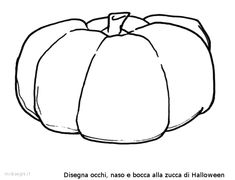 a black and white drawing of a pumpkin with the words, design occhi e bocco alla succi di halloween