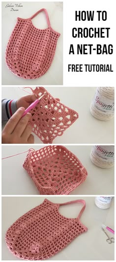 instructions to crochet a net - bag