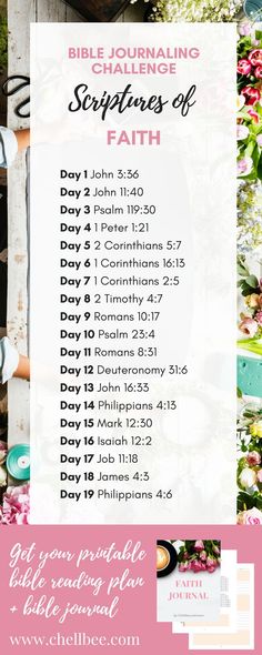 a table with flowers and plates on it for the bible journal challenge, featuring an image of