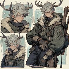 AI art generated with Midjourney. Prompt: dungeons and dragons characters, character reference, male, antler horns, sketch --niji 5 Antler Character Design, Deer Hybrid Human Male, Human With Antlers, Person With Antlers, Anime Antlers, Cow Oc Male, Human With Horns, Antler Reference, People With Horns