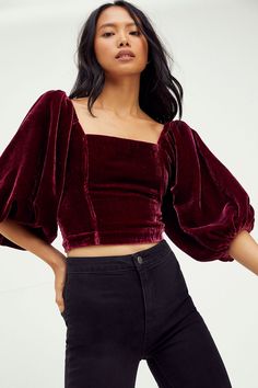 Velvet Dress Short, Free People Velvet, Velvet Crop Top, Open Back Top, Blouse Neck Designs