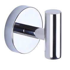 a chrome wall mounted toilet paper dispenser with an oval mirror on it