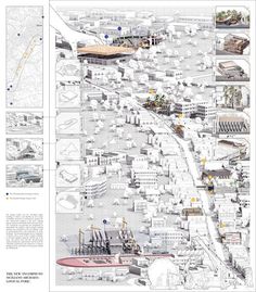 an architectural diagram shows the various buildings and structures that are in this area, as well as