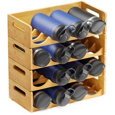 PRICES MAY VARY. ORGANIZED AND BEAUTIFUL - Make your kitchen cabinet neat and organized with bamboo water bottle organizer. The holder rack is designed for your different bottles organization; Each bin SIZE: 15.2"W x 8"D x 4"H; This set HOLDS UP TO 16 BOTTLES IDEAL BOTTLES STORAGE - Keep your home clean and keep track of your water bottles better with this bamboo organizer holder; Instead of awkwardly squeezing those water bottles into empty cabinet spaces BLANK LABELS INCLUDED - Identify bottle Shaker Bottle Storage, Water Bottle Storage Rack, Water Bottle Organizer, Bamboo Water Bottle, Wooden Drying Rack, Labels Kitchen, Water Bottle Organization, Bottle Organizer, Nalgene Bottle