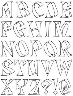 the alphabet is drawn in black and white with no uppercases or lowercase letters