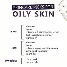 Daily skin care routine for oily skin Night Face Routine, Skin Care Routine Oily Skin, Daily Face Care Routine, Best Skincare Brands, Get Rid Of Oily Skin, Oily Skin Routine, Routine Day, Skincare Routine Order, Beauty Apps