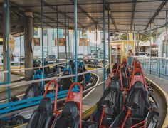 an amusement park filled with lots of bumper cars