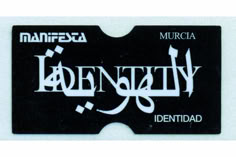 a black and white business card with the word identity printed on it's back