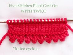 the crochet stitches are being worked on with twist and notice eyelets