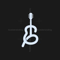 a guitar logo with the letter s in it's center and two strings attached to it