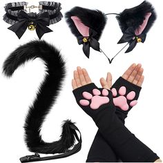 PRICES MAY VARY. ➊【HIGH ELASTIC】: Original SUPTEC Brand Cat Paw Cosplay Set only from【SUPTEC-US】Store. This 3D cat claw fluffy set provide super soft, stretchy and comfortable feeling with special microfiber, keep you ultra warm in spring, fall, winter with fashion look. ➋【CUTE DESIGN】: Our 3D cat claw fluffy have lovely appearance design. The bottom of the socks and gloves have a cat's paw meat ball design, the pink cat's paw makes people love it, let you look attractive and this set can bright Cat Paw Gloves, Paws Socks, Paw Gloves, Cat Cosplay, Toe Beans, Mask Cute, Cat's Paw, Girls Halloween, Paw Pads