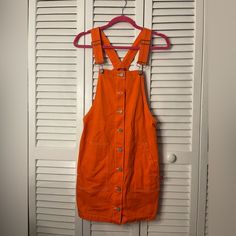 New Dickies Overall Denim Mini Skirt. Comfortable For Everyday Wear. Perfect For Spring And Summer With A Touch Of Vibrant Color. Dickies Dress, Dresses Orange, Denim Mini, Denim Mini Skirt, Color Orange, Mini Skirt, Colorful Dresses, Overalls, Everyday Wear