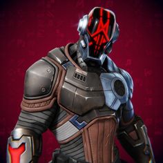 an image of a sci - fion in armor on a red and black background