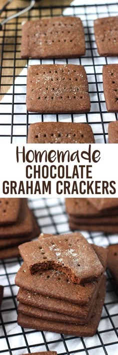 homemade chocolate graham crackers on a cooling rack