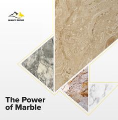 the power of marble is shown in this brochure, with different colors and shapes