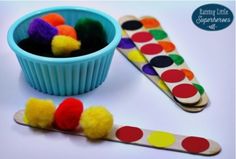 the colors and patterns busy bag is ready to be filled with pom poms