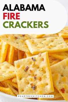 a white bowl filled with crackers on top of a table