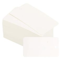 three white cards stacked on top of each other