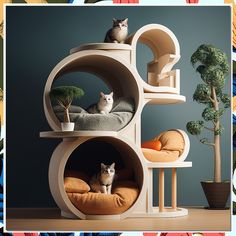 Looking for the perfect cat house for your furry friend? Check out our top 10 cozy cat houses that will keep your feline friend happy and comfortable. From modern designs to cozy hideaways, these must-have cat house ideas are sure to please even the pickiest of kitties. Find the perfect cat house for your beloved pet today! Cat And Dog Furniture, Minimalist Cat Furniture, High End Cat Furniture, Cat Bedside Table, Raised Cat Food Station, Cat Friendly Furniture, Cat Living Room Ideas, Cats House Ideas