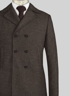 Incorporate refined, elegant style into your formal rotation with our Carre Brown Tweed Pea Coat. Crafted from wool, its deep tone has the right amount of poise to make a strong statement wherever you go. 
 
 Look Includes  Carre Brown Tweed Fabric   Faux Horn   Brown  Buttons  Side Pockets   You can change the look by changing the options. 
 
Lining: 100% Viscose, Dry Clean. Brown Tweed, Mens Outfit Inspiration, Wardrobe Ideas, Tweed Fabric, Pea Coat, Elegant Style, Horn, Outfit Inspirations, Dry Clean