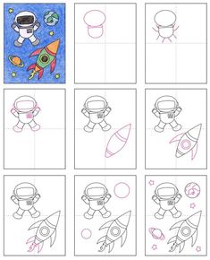 how to draw an outer space rocket ship with pictures and instructions for kids in this step - by - step drawing lesson