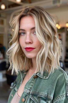 49 Most Requested Shoulder-Length Choppy Haircuts for a Trendy Look Shoulder Length Blonde Highlighted Hair, Shoulder Length Bob Fine Hair, Medium Length Blonde Haircuts, Choppy Haircuts Long, Collarbone Length Blonde Hair, Shoulder Length Haircuts Blonde, Blonde Balayage Shoulder Length, Shoulder Length Hair 2024, Shoulder Length Choppy Haircuts