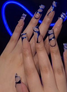 Grunge Nails, Simple Acrylic Nails, Long Acrylic Nails Coffin, Blue Nail, Square Acrylic Nails, Short Acrylic Nails, Dope Nails