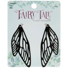 pair of black butterfly wings on white carded package for earring making kit, fairy tale by bead treasures