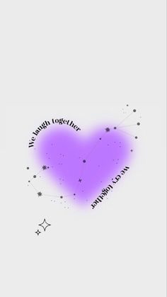 a purple heart with stars on it and the words happily together written in cursive writing