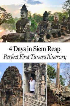 a collage of 4 images of the temples in Siem Reap. Bucket List Holidays, Animal Experiences, Cambodia Travel, Siem Reap Cambodia, Travel Safety, Siem Reap, Holiday Destinations, Travel Advice