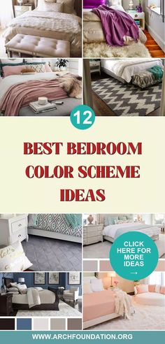 the best bedroom color scheme ideas to use in your home or office, including furniture and decor