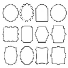 a set of black and white frames with blank space for text or image stock photo