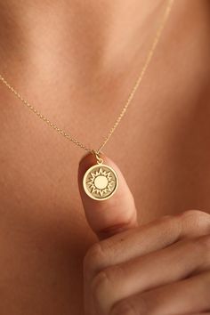 Sun Locket, Gold Sun Necklace, Gold Coin Jewelry, Alchemy Jewelry, Fancy Jewellery Designs