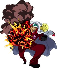 an image of a cartoon character with fire coming out of his chest and holding onto the back of another character