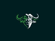 a bull's head with horns and leaves in the shape of a heart on a black background