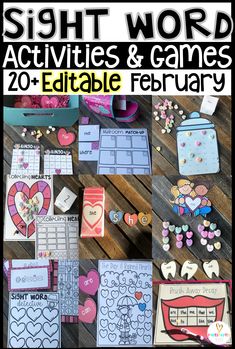 sight word activities and games for valentine's day