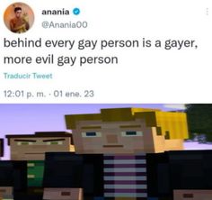 an image of some people on twitter with the caption that reads, i'm behind every gay person is a gayer, more evil guy person than tracur tweet