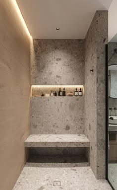 Bathroom in the guest house. California. :: Behance Bathroom Grey Stone, Ceppo Bathroom, Grey Stone Bathroom, Chic Modern Bathroom, Monkey Bathroom, Bathroom Ideas Color, Washroom Ideas, House California, Travertine Bathroom