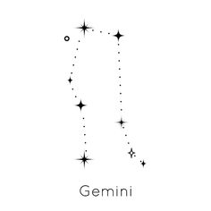 the zodiac sign for gemini is shown in black and white